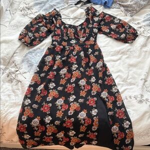 Hollister Black Floral Long Sleeve Dress